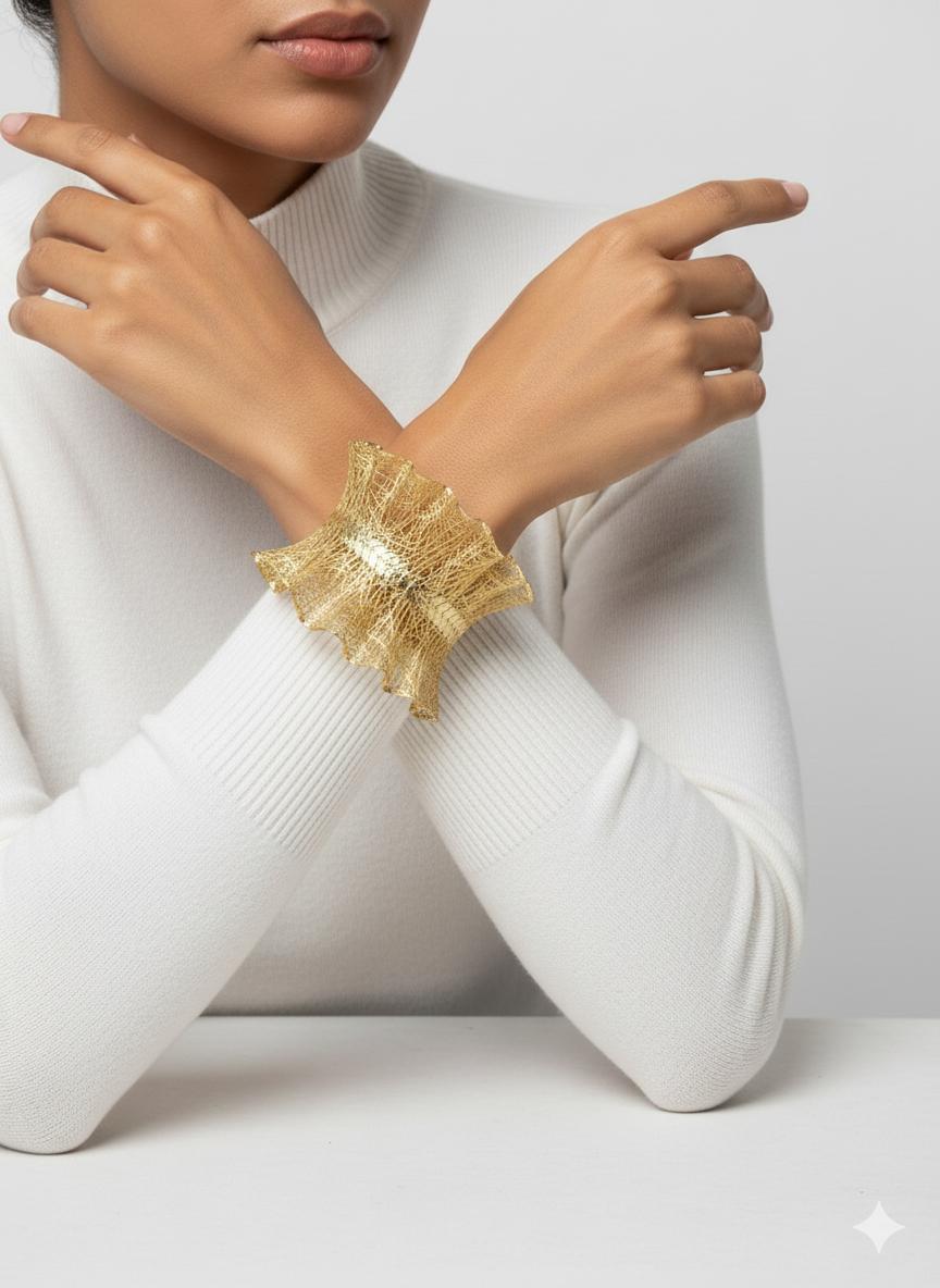 Yaprak Motifli Tül Bilezik