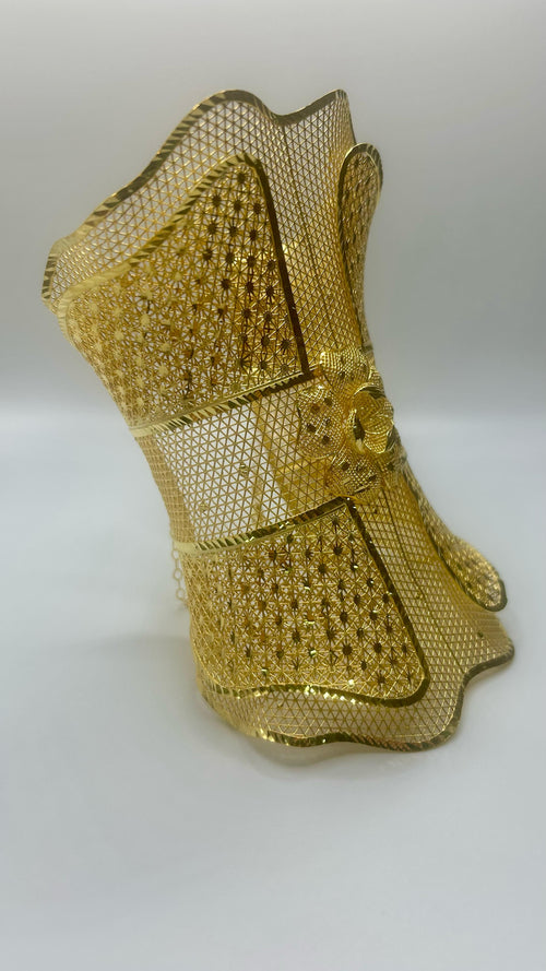 925 Ayar Gümüş Geniş Tül Bilezik – Çiçek Detaylı