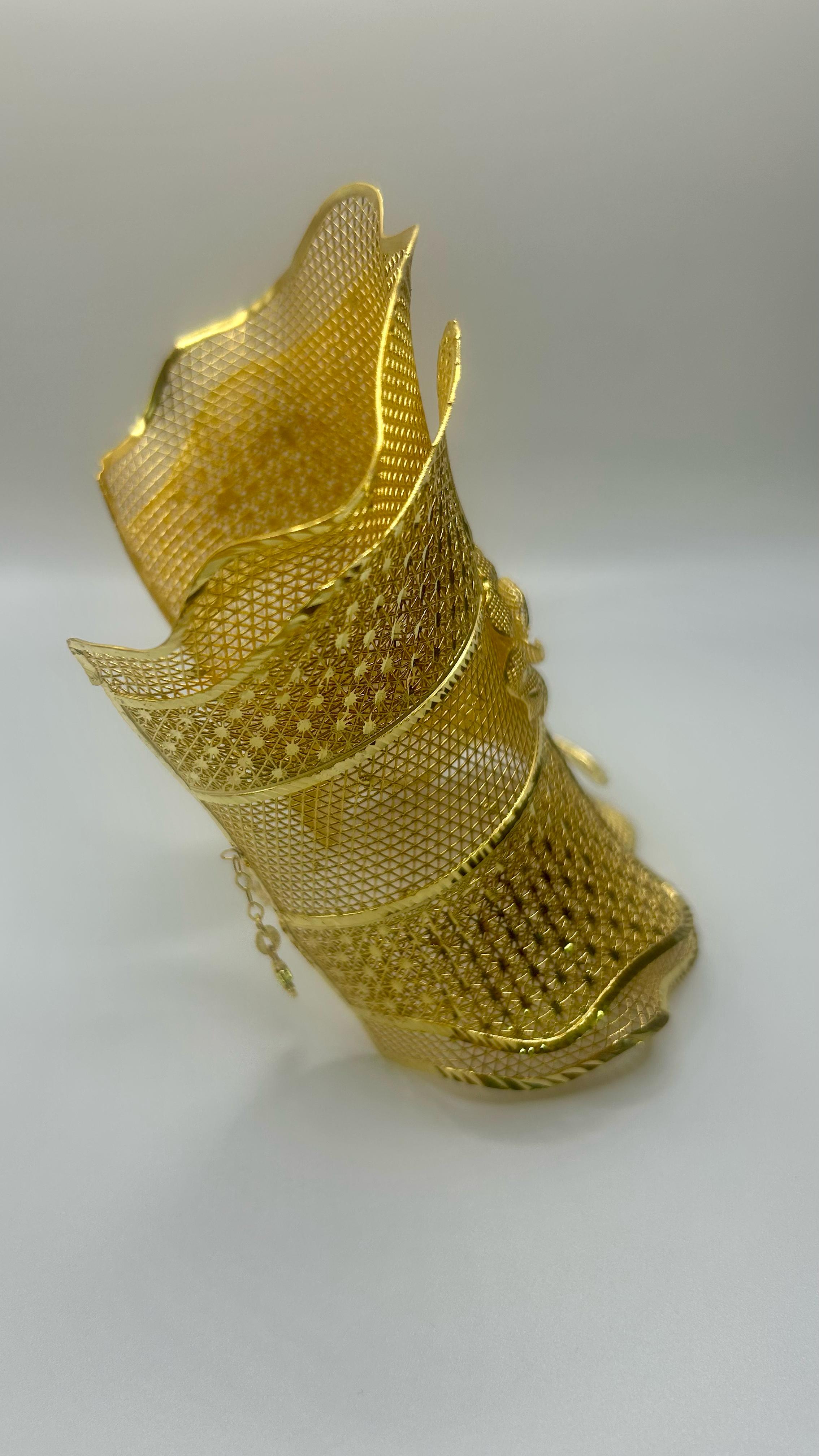 925 Ayar Gümüş Geniş Tül Bilezik – Çiçek Detaylı