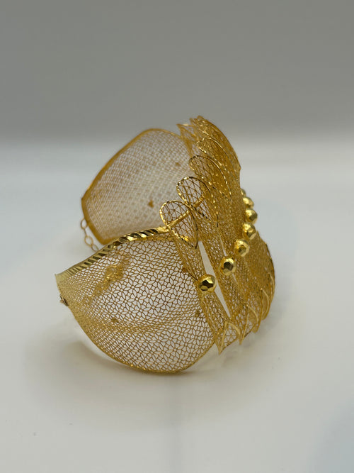 22 Ayar Altın Kaplama Zarif Tül Desenli Bilezik – Özel Tasarım Kadın Takı