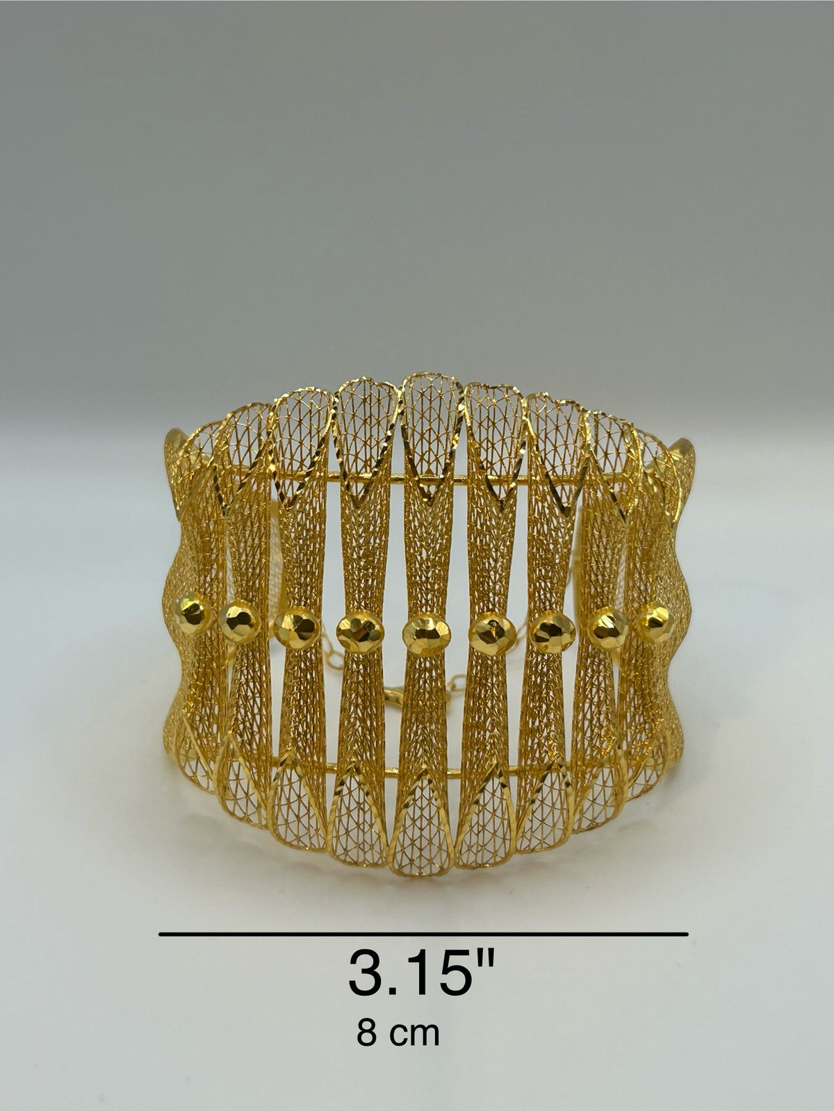 22 Ayar Altın Kaplama Zarif Tül Desenli Bilezik – Özel Tasarım Kadın Takı