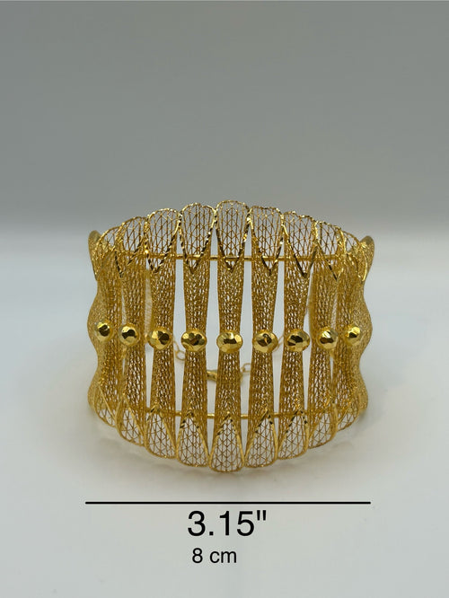 22 Ayar Altın Kaplama Zarif Tül Desenli Bilezik – Özel Tasarım Kadın Takı