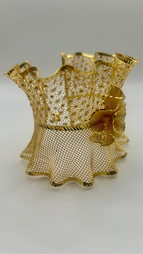 Altın Kaplama Gümüş Fizyon Bilezik Çiçekli