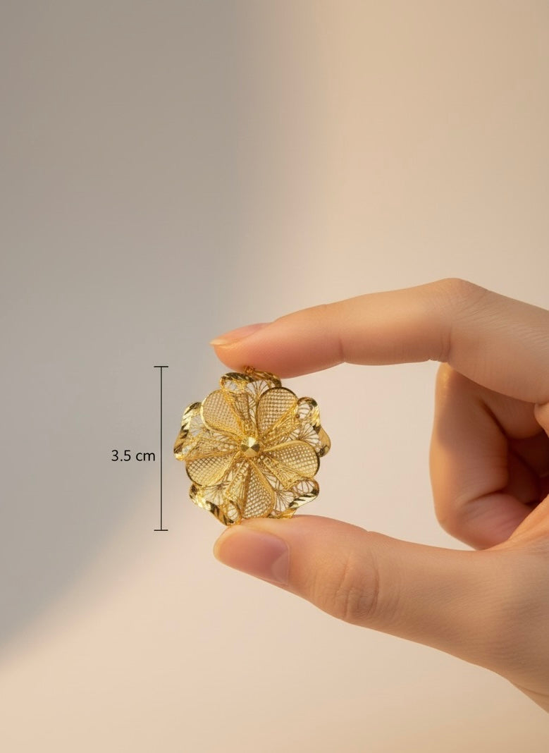 Çiçek Desenli Kolye Ucu – 22 Ayar Altın Kaplama 925 Gümüş El İşçiliği | NYR Kuyumculuk