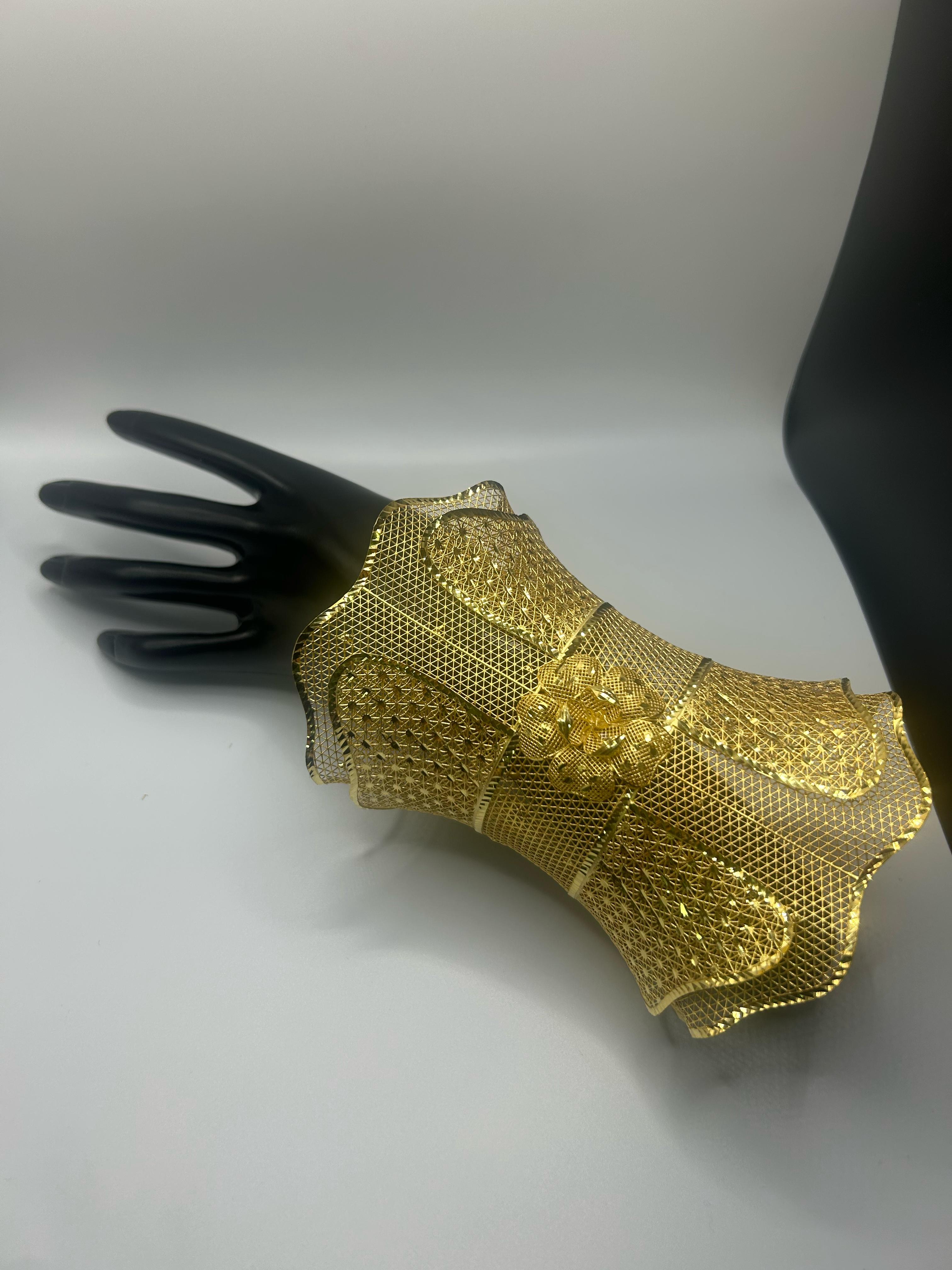 925 Ayar Gümüş Geniş Tül Bilezik – Çiçek Detaylı